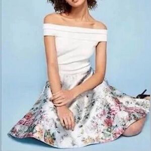 Ted Baker White and Floral Skater Skirt